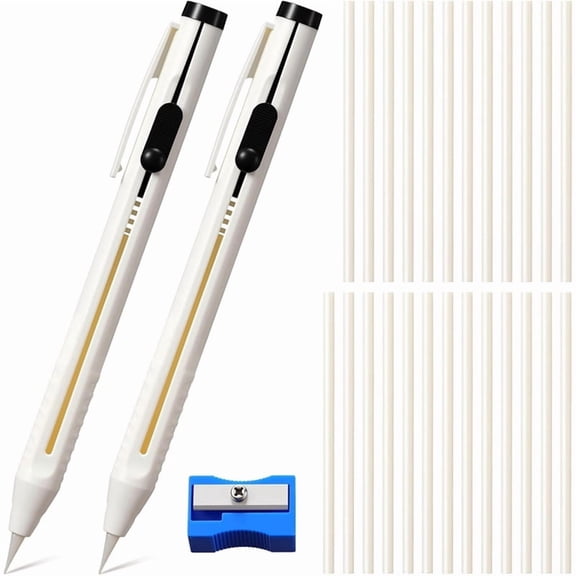 Chalk Pencil Refillable Set, Sewing Chalk Pen and White Refill Tailors Pencil for Marking Fabric Patterns