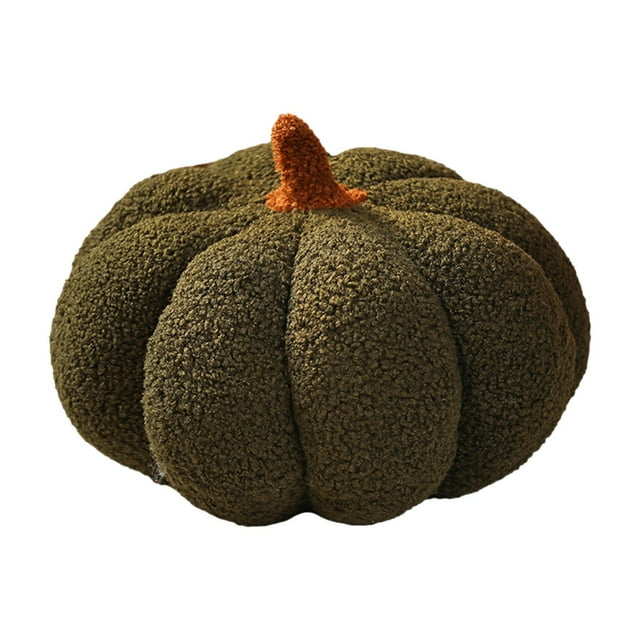 Halloween Pumpkin Pillows, Cute 3D Shaped Cushion Thanksgiving Gift Soft Stuffed Deep Green