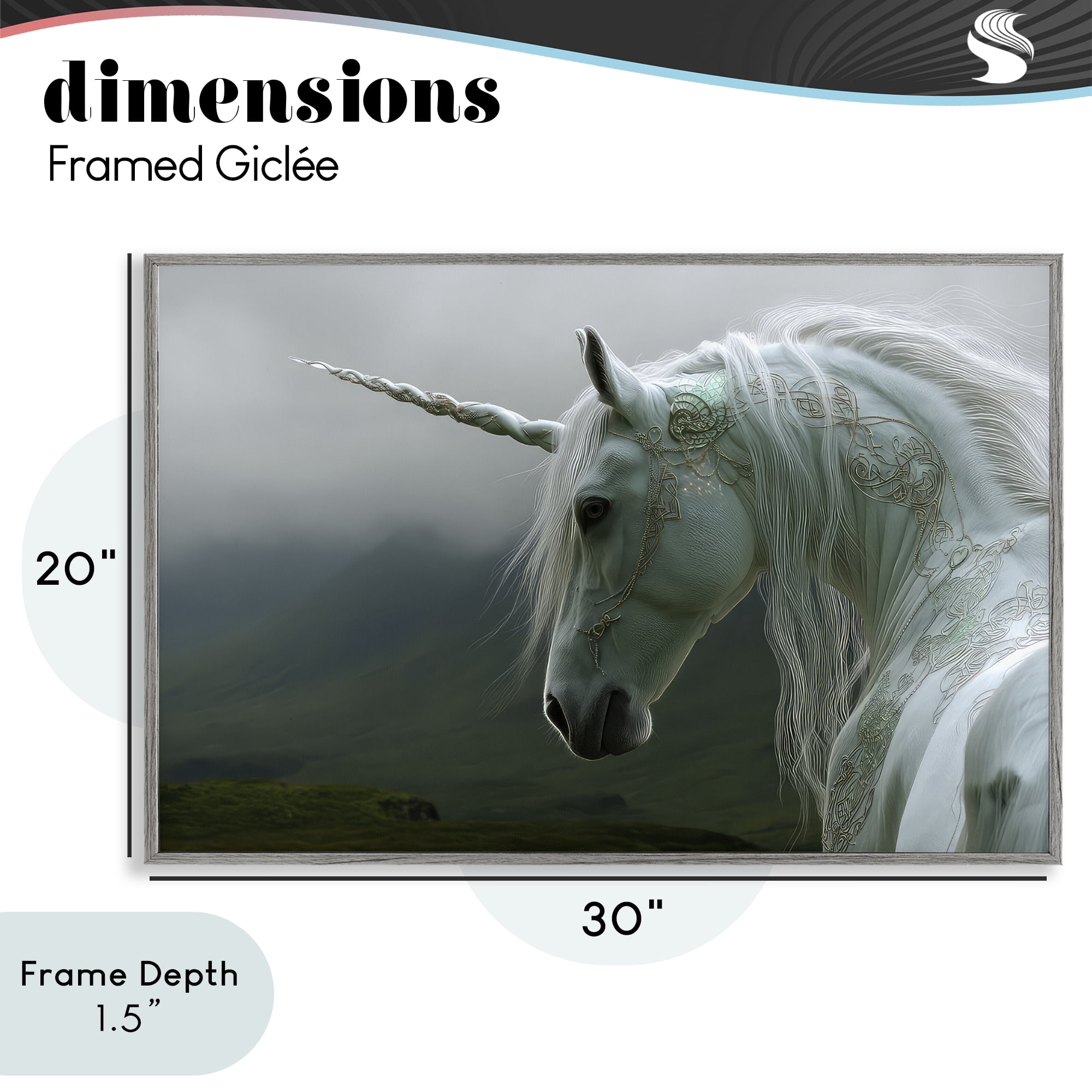 Stupell Industries Dreamy Celtic Unicorn Gray Framed Giclee Art, design by The Wands Want