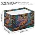 thumbnail image 4 of WOBOGO Complex Camo Owl Square Storage Basket with Waterproof Canvas and PE Lining Durable PU Leather Handles 14.2×10.2×8.3in, 4 of 9
