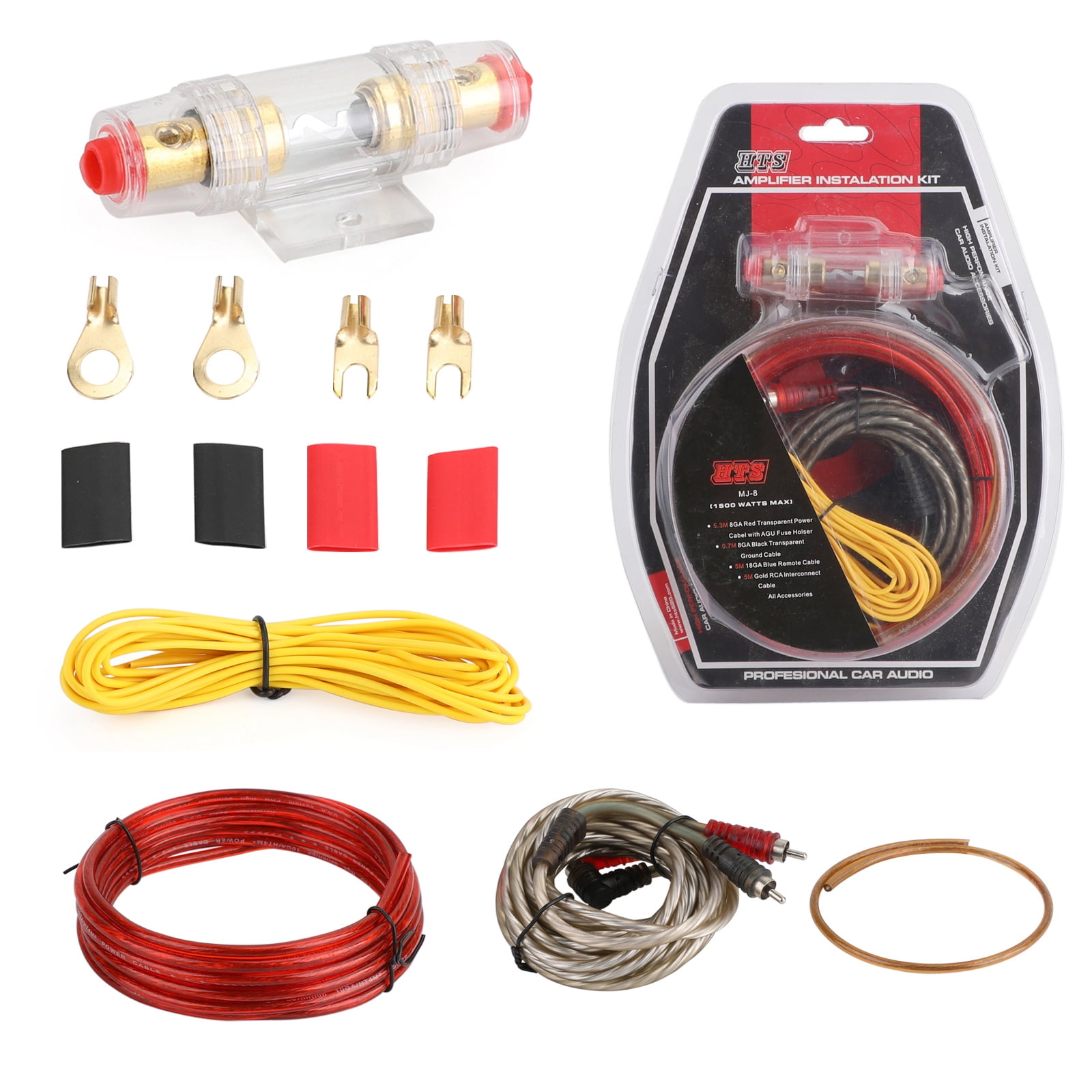 Boss Audio KIT2-8 AWG Gauge Power Ground RCA Fuse Amplifier Wiring Kit 