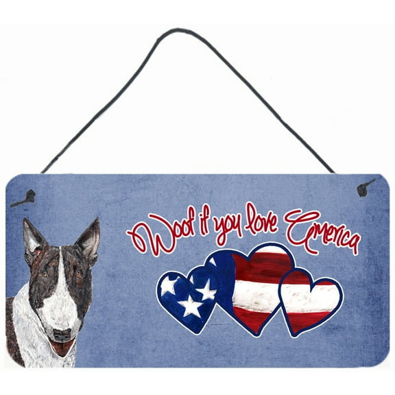 Carolines Treasures SC9927DS612 Woof if you love America Bull Terrier Wall or Door Hanging Prints 6HX12W multicolor