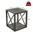 thumbnail image 5 of Industrial Style End Table with Tempered Glass Top and Rustic Wood Grain MDF, Compact Nightstand for Bedroom Living Room or Home Office Storage, 5 of 9