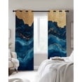 thumbnail image 3 of Navy Blue Blackout Curtains 63 Inches Long for Bedroom, Modern Abstract Luxury Golden Thermal Insulated Room Darkening Black Out Window Curtain Panels Grommet Drapes for Living Room, 3 of 8