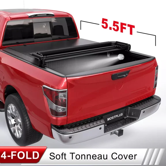 MOSTPLUS 5.5FT 4-Fold Soft Truck Bed Tonneau Cover for 2004-2015 Nissan Titan Waterproof