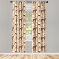 thumbnail image 2 of Ambesonne Cat Curtains, Cartoon Bohemian Style Tiger, Pair of 28"x63", Dark Peach and Pale Taupe, 2 of 4