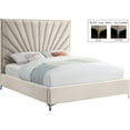 thumbnail image 2 of Pemberly Row Contemporary Solid Wood and Velvet King Bed in Cream, 2 of 10