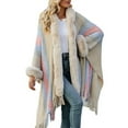 thumbnail image 2 of MuZeFu Shawls and Wraps for Women Women's Knitted Loose Thickened Shawl Coat Artificial Plush Neck Scarf Hooded Coat Tops, 2 of 7