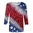 thumbnail image 4 of Fesfesfes T Women's Fashion Printed T-shirt Mid-length 3/4 Sleeves Blouse Round Neck Casual Tops Women Shirts And Blouses M(US:6), 4 of 4