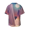 thumbnail image 6 of Lsque Dreamy Moonlit Window print Men's Cuban Collar Short Sleeve Shirt Summer Beachwear Casual Button Down Fashionable Vacation Leisure Shirt-Small, 6 of 7