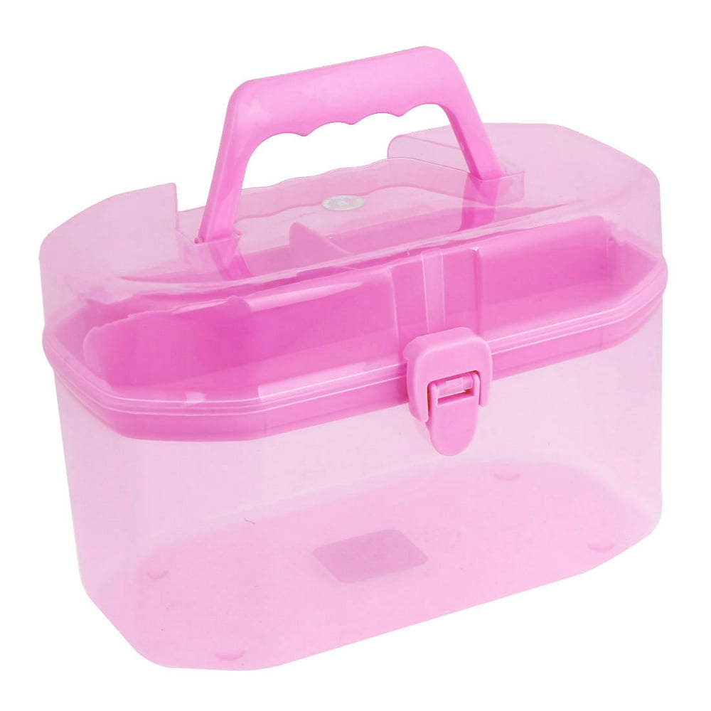 Unique Bargains Clear Pink Plastic Multi Purpose Case 4 Components