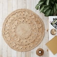 thumbnail image 3 of Jaipur Art And Craft Natural Beige Round Jute Rug Indian Handmade Area Rug Bohemian Style Braided Carpet (6x6 Sq Feet), 3 of 6