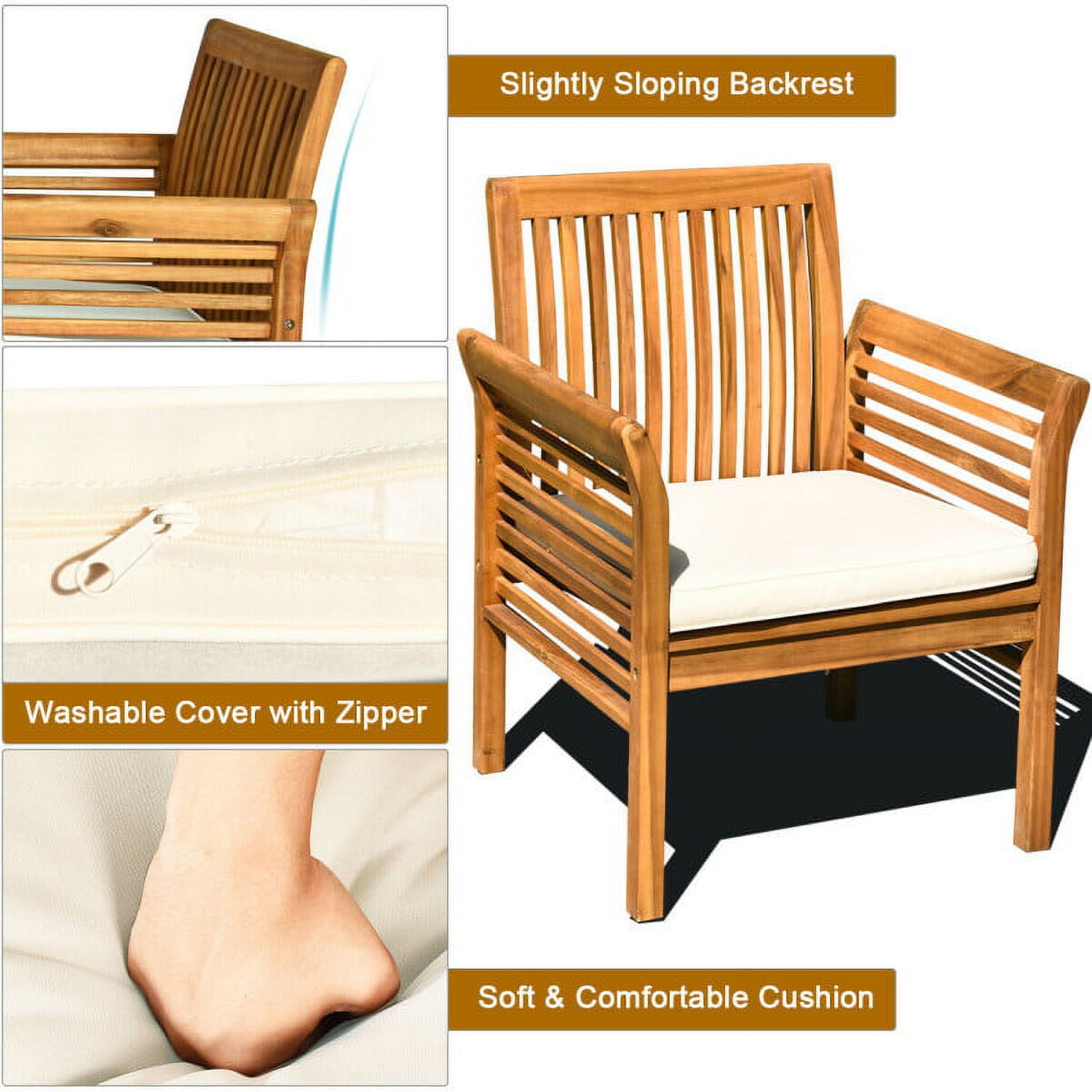Aimee Lii 4 Pieces Outdoor Acacia Wood Sofa Furniture Set, Wooden Patio Furniture Set Aimee Lii 4 Pieces Outdoor Acacia Wood Sofa Furniture Set, Wooden Patio Furniture Set