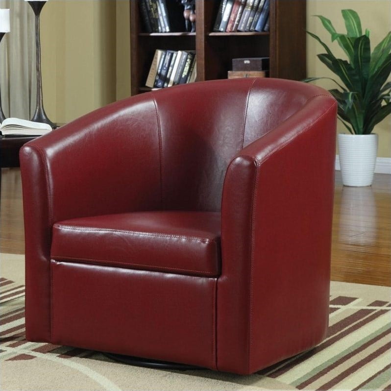 Coaster Barrel Faux Leather Club Chair In Red