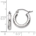 thumbnail image 4 of 14K White Gold Diamond-Cut 3mm Round Hoop Earrings (16 X 3) Made In Peru tc255, 4 of 6