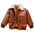 thumbnail image 3 of Chaqueta de cuero con forro polar de invierno para niños Chaqueta de cuero PU atractiva para niños Ropa de invierno Ropa de abrigo gruesa para niños, 3 of 6
