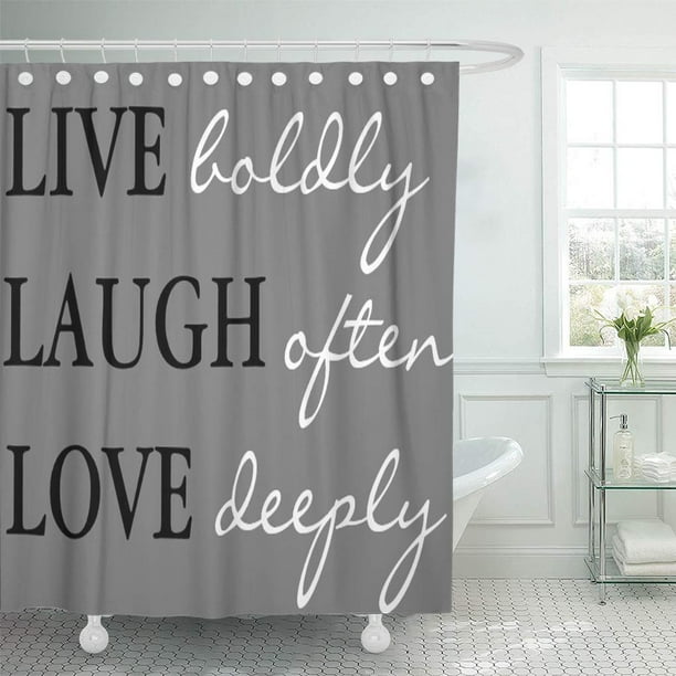 Cynlon Gray Girly Live Laugh Love Saying Inspiration Black White Bathroom Decor Bath Shower Curtain 60x72 Inch Com Cynlon Gray Girly Live Laugh Love, Girly Gray Shower Curtains