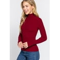 thumbnail image 2 of Simly Fashion Actve Long Sleeve TURTLE NECK Fitted Basic Viscose Rib Sweater WINE,LARGE, 2 of 3