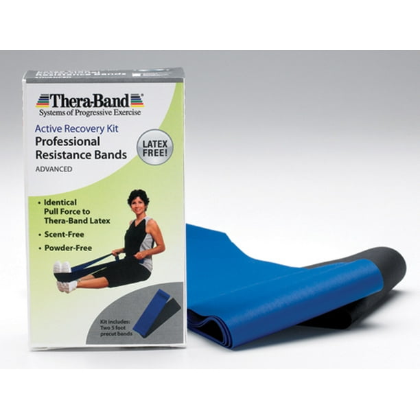 TheraBand Professional NonLatex Resistance Bands, Blue & Black