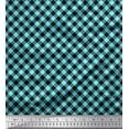 thumbnail image 1 of Soimoi Blue Heavy Satin Fabric Diagonal Check Decor Fabric Printed Yard 54 Inch Wide, 1 of 5
