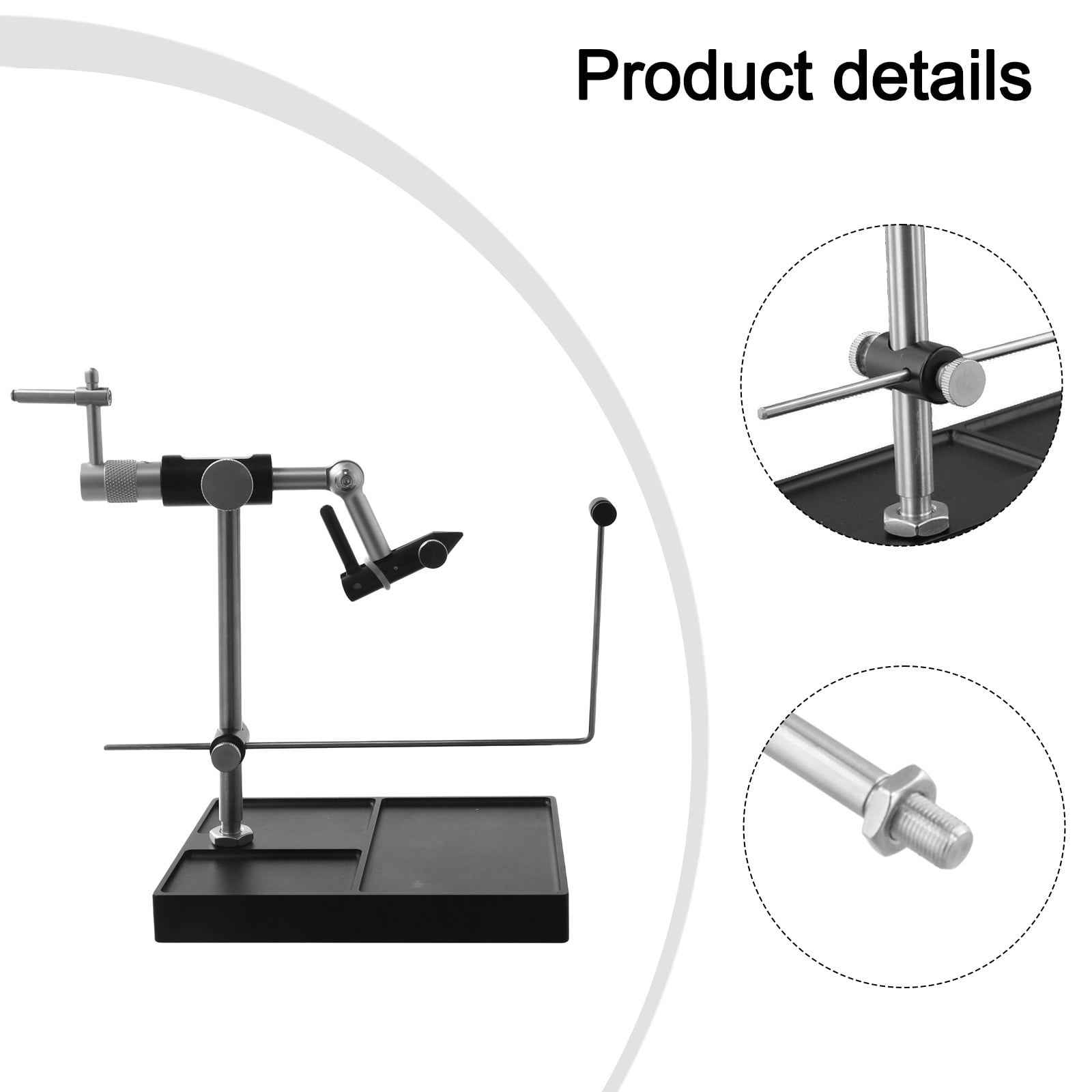 YAAQII for Premium Fly Tying Vise Rotary Tool with 360-Degree Rotation for Fishing Flies Jig Lures - Aluminum Alloy Base, Stainless Steel Construction, Bobbin Holder, Black 16x12x21cm