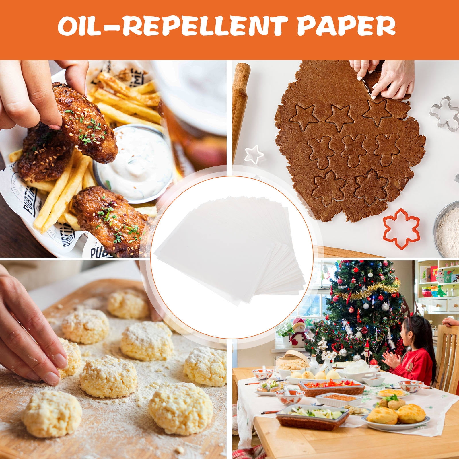 Raindrops  500 Sheets Butter Paper Greaseproof Serving 防油隔油纸 French Fries Liners