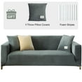 thumbnail image 4 of TOPCHANCES Thick Velvet Sofa Covers, Pure Color Sofa Protector for 4-Seater Sofa, Stretch Non Slip Couch Slipcover, Grey, 4 of 16