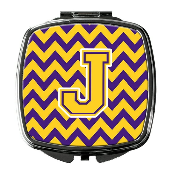 Letter J Chevron Purple and Gold Compact Mirror CJ1041-JSCM