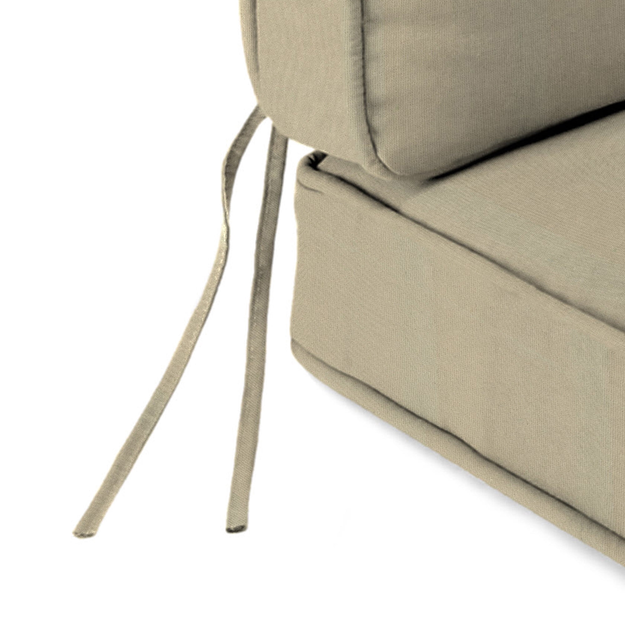 Jordan Manufacturing 45" x 22" Canvas Pebble Beige Solid Rectangular Outdoor Deep Seating Chair Seat and Back Cushion with Ties and Welt