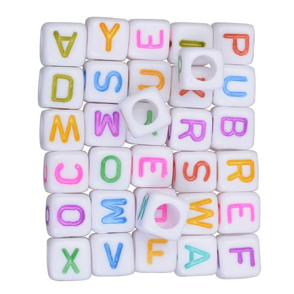 200 Pieces Mix Color 0.23'' Square Acrylic Letters Loose Spacer Bead For Necklaces Bracelets Bangles DIY Alphabet Beads Charms Jewelry Component Maki 2