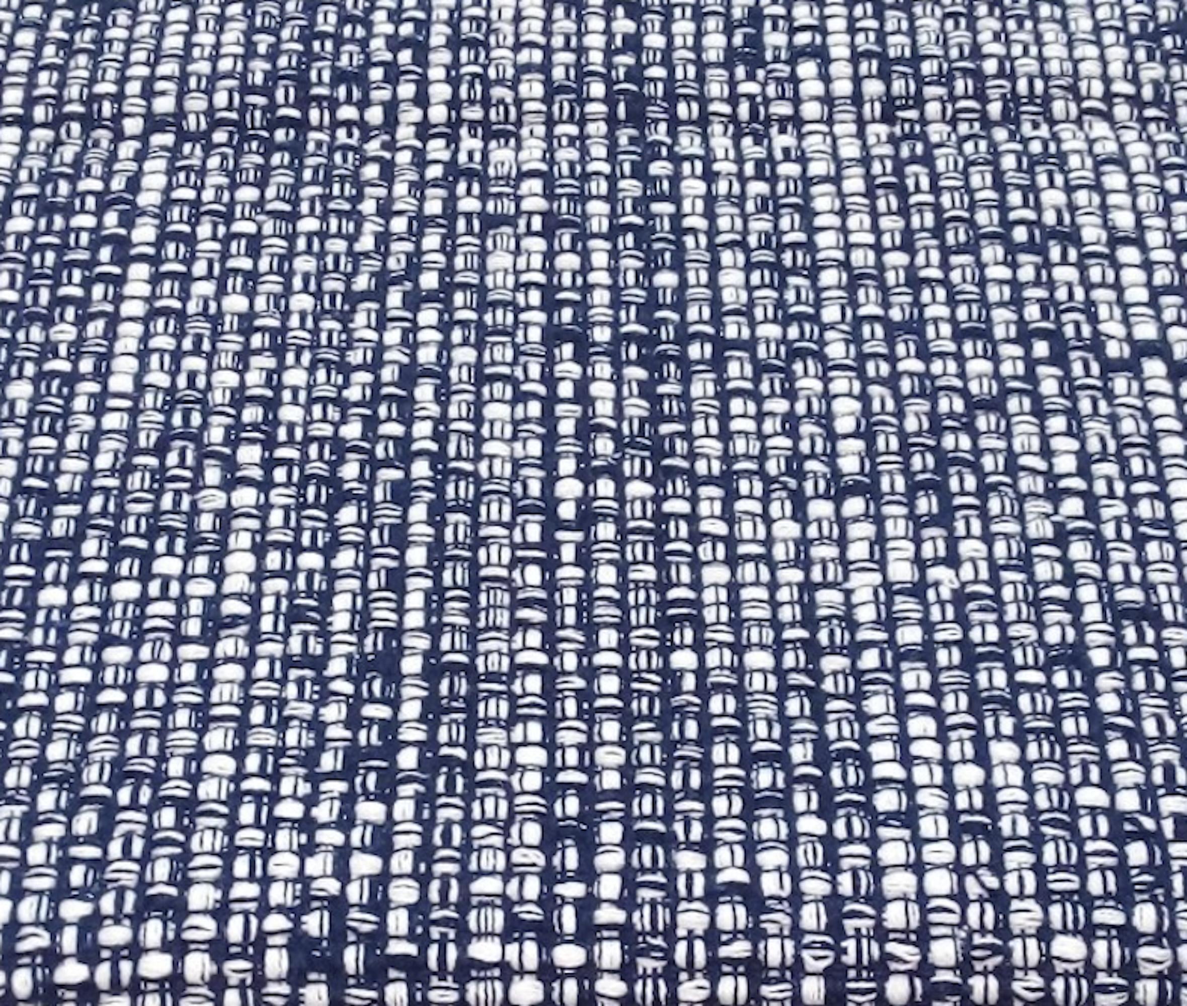 Tone on Tone Natural Look Woven 100% Cotton Runner 13" x 72", Navy Blue