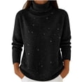 thumbnail image 2 of Women's & Plus Size Sequin Sweater, Sparkly Turtleneck Long Sleeve Relaxed Fit, Fall Winter Soft Basic Casual Tops S-5XL, 2 of 5