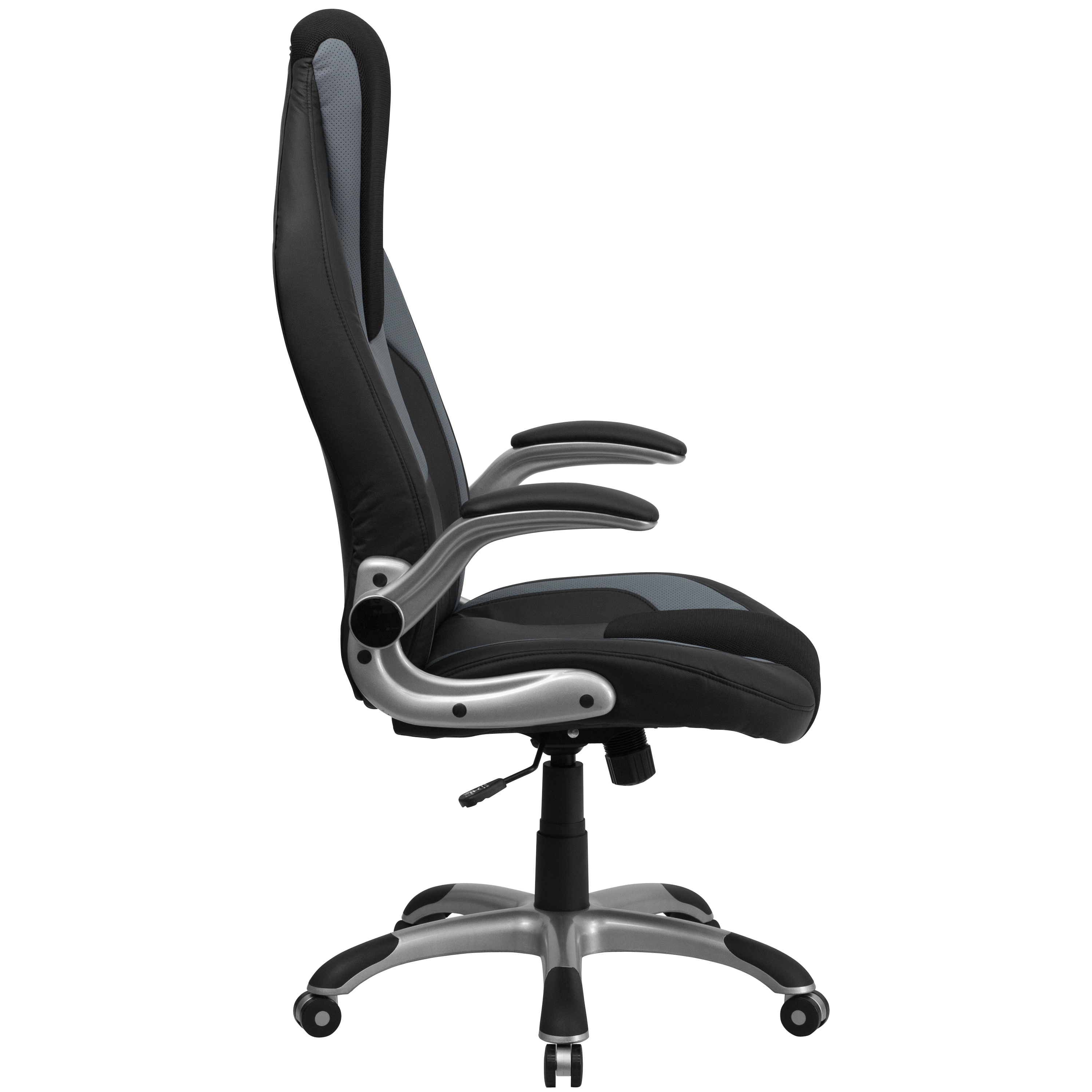 Flash Furniture High Back Black and Gray Vinyl Executive Swivel Ergonomic Office Chair with Black Mesh Insets and Flip-Up Arms - image 5 of 6