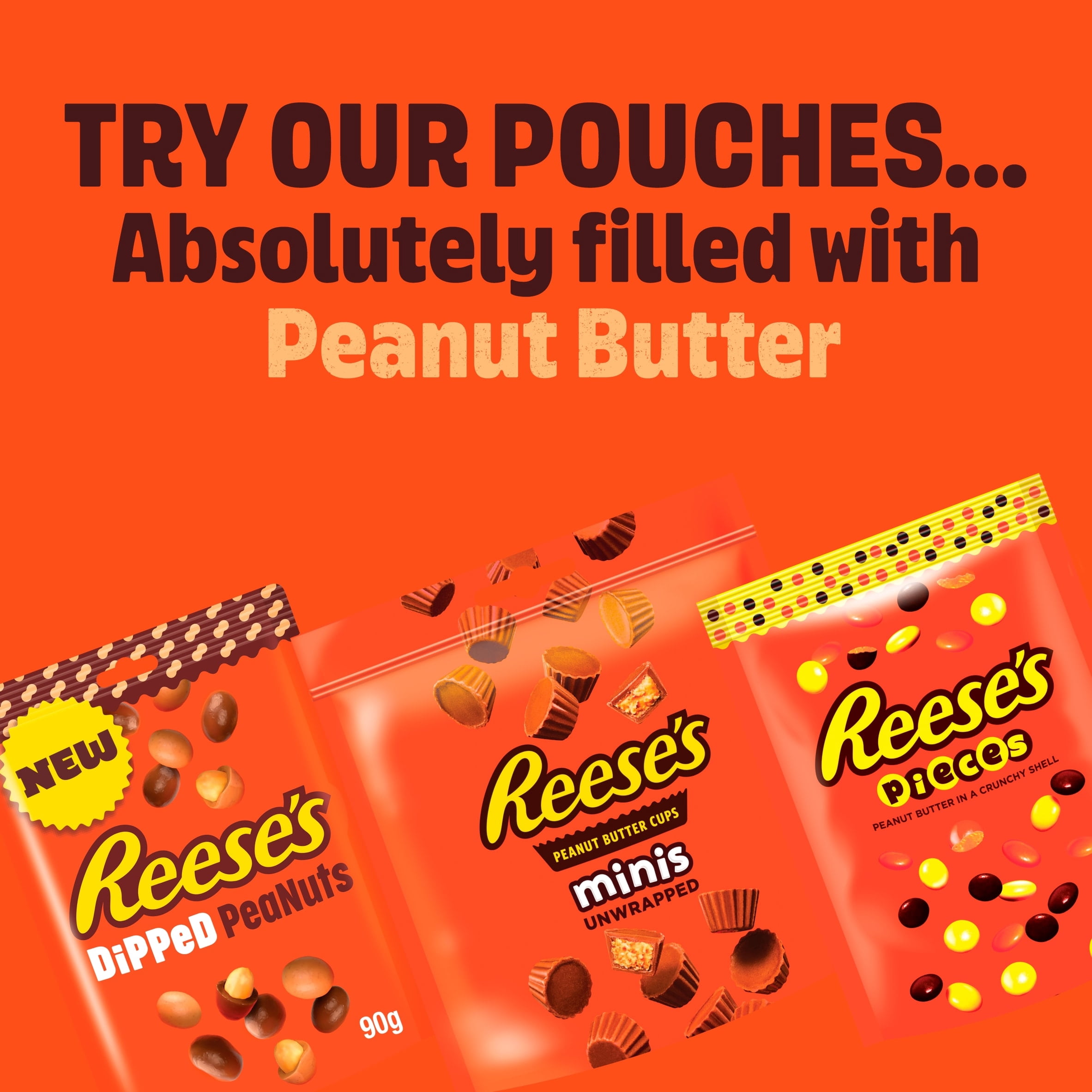 Reese's Milk Chocolate Peanut Butter Cups Mini's Unwrapped More To Share Pouch 185g, Imported from Britain