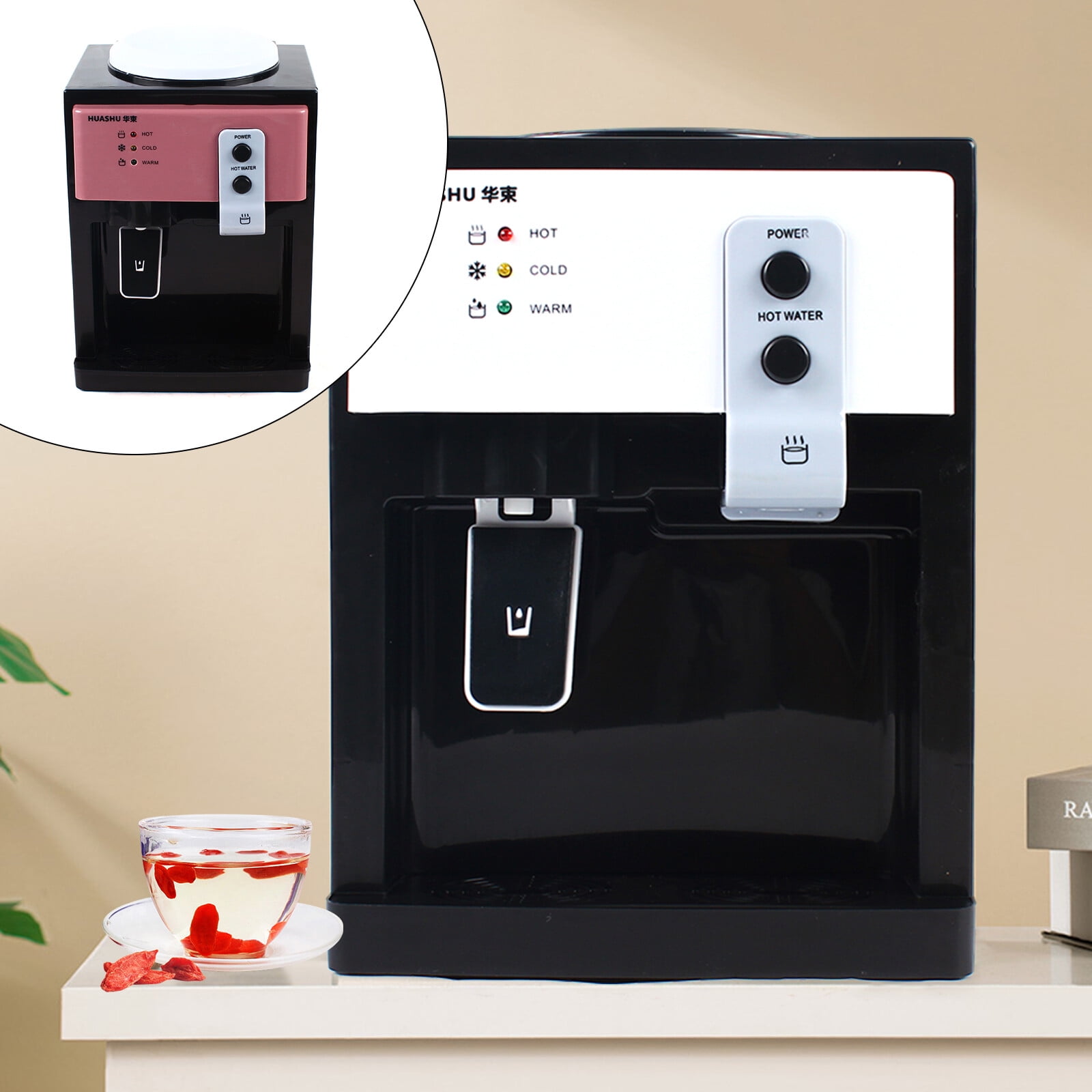 Water Dispenser, Top Loading System Countertop Water Coolers, 5 Gallon Freestanding Warm & Hot & Cold Water Cooler Dispenser, 3 Temperature Setting, Ideal for Home,Kitchen, Office Use (Rose Gold)