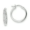 thumbnail image 1 of Boucles d'Oreilles Créoles en Or Blanc 14K avec Diamant AA, 1 of 2