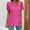 A02503-Hot Pink, variant on CALAFEBILA Summer Tops for Women Puff Sleeve Women's Shirts And Blouses,Ladies Fashion Solid Color Blouse Summer Pleated V Neck Loose Breathable Women's Tops