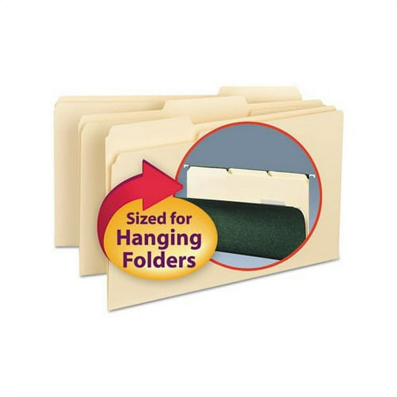 Interior File Folders 1/3-Cut Tabs, Legal Size, Manila, 100/Box