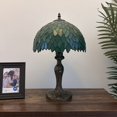 thumbnail image 5 of Tiffany Table Lamp Green Stained Glass Leaves Included LED Bulb for Living Room Dining Room Bedroom Bedside 19"H*12"W, 5 of 6