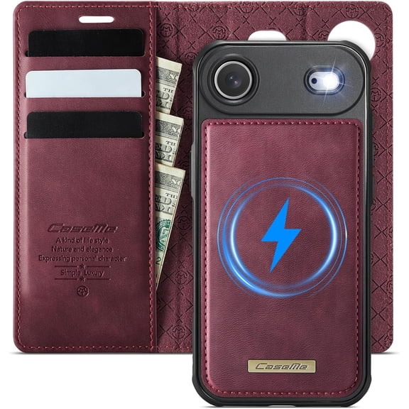 Case for iPhone Air PU Leather Wallet Flip Case with Card Holder RFID Blocking, Magnetic Detachable Shockproof Phone Cover Wireless Charging Compatible for iPhone Air (6.5 inch)