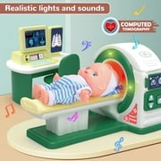 Hospital Playset, 12PCS Doctor Play Toys, CT Machine Model with Light Voice, Educational Learning Gift for Boy Girl