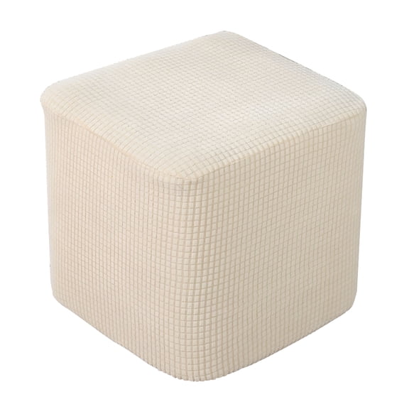 AUQ 2026 New Square Ottoman Covers Removable Stretch Storage Ottoman Slipcover Footstool Protector Polyester Storage Stool Ottoman Covers Stretch for Living Room, Bedroom, Office, Lounge Beige