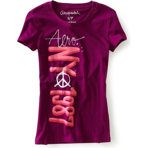 Aeropostale - Camiseta gráfica Aero New York para mujer, color morado, grande