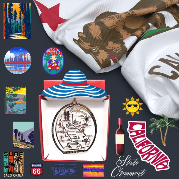 Nations Treasures California State Brass Christmas Keepsake Ornament