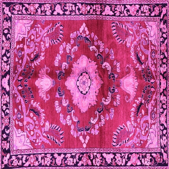 Ahgly Company Indoor Square Persian Pink Traditional Area Rugs, 8' Square