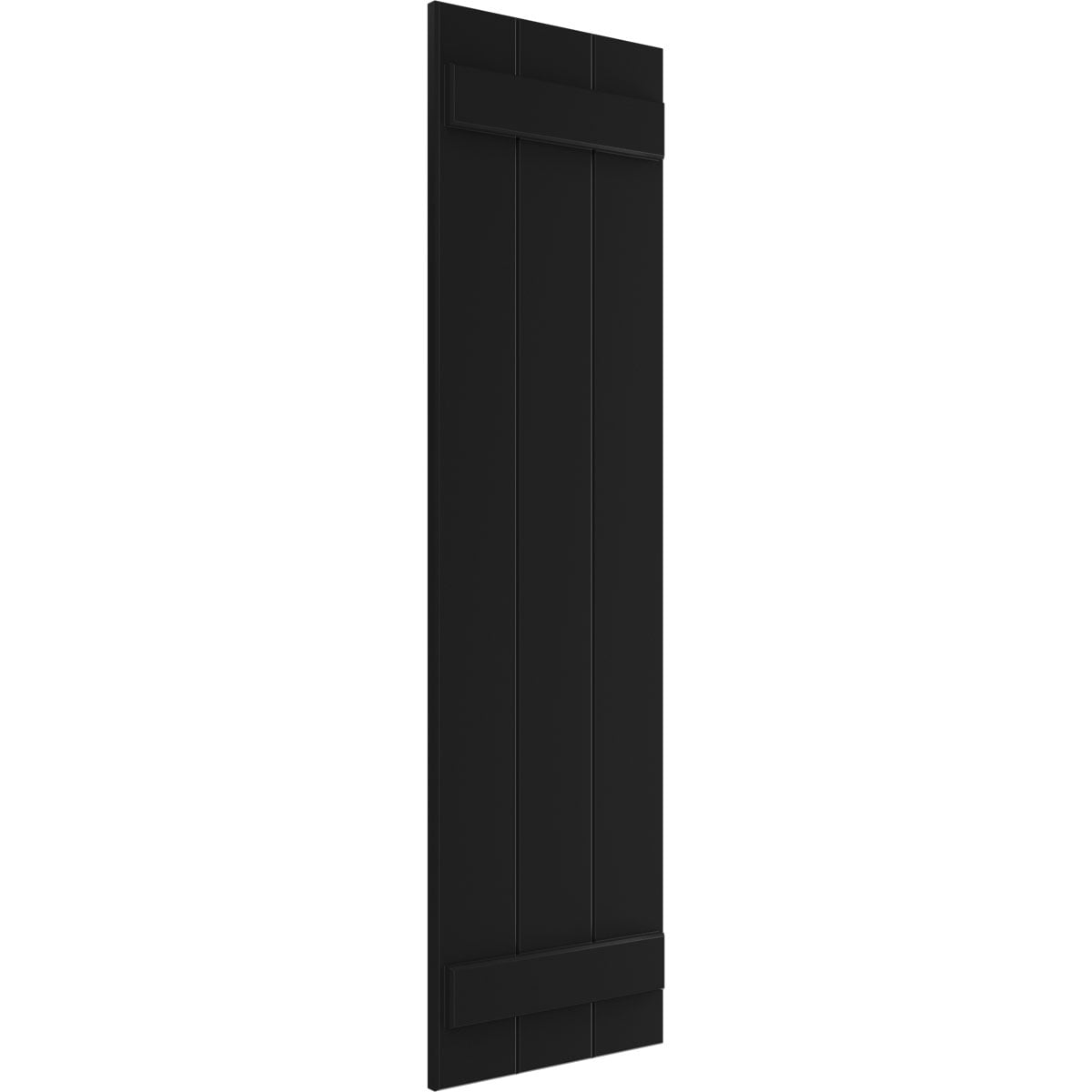 Ekena Millwork 16 1/8"W x 51"H True Fit PVC Three Board Joined Board-n-Batten Shutters, Black (Per Pair - Hardware Not Included)
