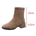 thumbnail image 4 of hopeusnice Round Toe Stretch Chunky Heel Ankle Boots Women Suede Fashion Boots for Street Style Khaki 40, 4 of 8