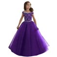 thumbnail image 1 of Robes de Bal pour Filles en Tulle Perlé Robes de Concours Longues Violettes 2, 1 of 2