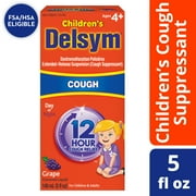 Childrens Delsym 12 hour Cough Relief Medicine, Powerful Cough Relief for 12 Good Hours, Cough Suppressing Liquid, #1 Pediatrician Recommended, Grape Flavor, 5 Fl oz