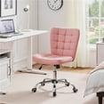 thumbnail image 5 of Yaheetech Modern Faux leather Tufted Armless Office Chair,Pink, 5 of 9